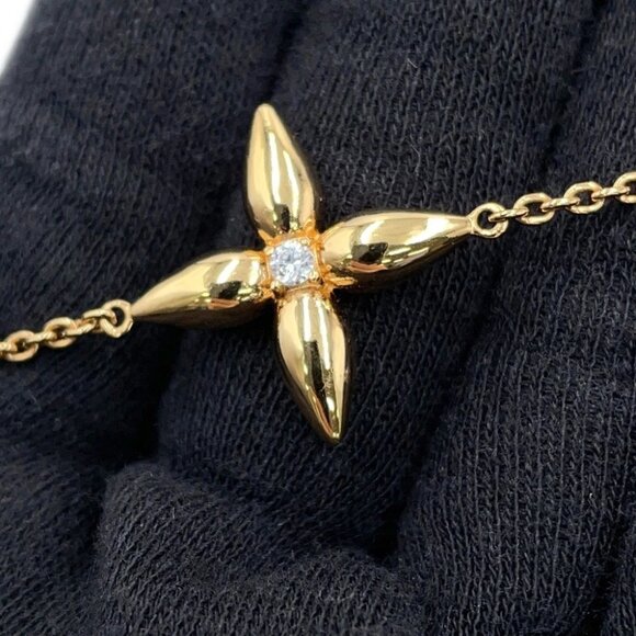 LOUIS VUITTON Louisette Signature Necklace Gold Plated/Rhinestone M01592 - Picture 8 of 10